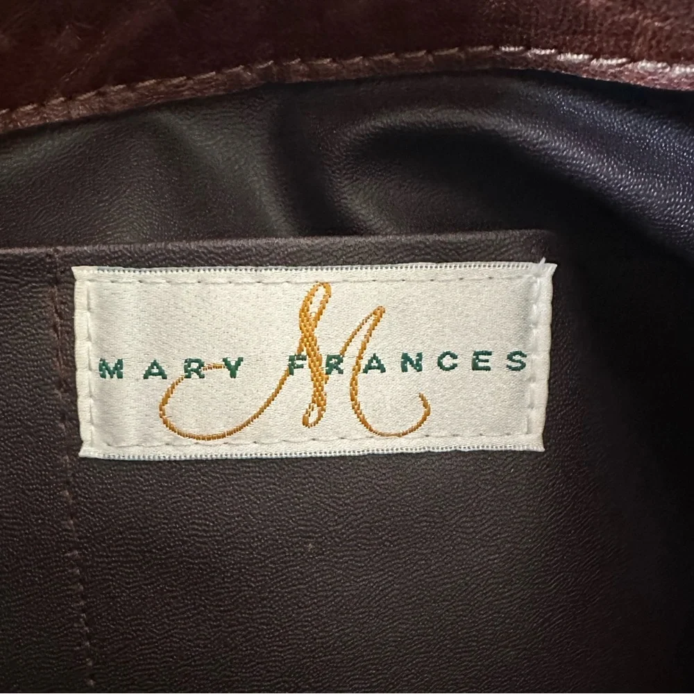 Mary Frances snakeskin print with brown trim & embellishments shoulder bag